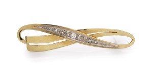 Brooch with diamonds, 2nd half of 20th century jewelry, 0.585 pr. gold