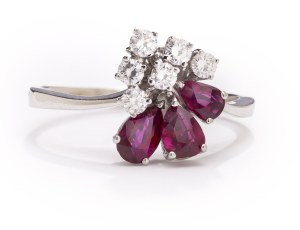 Ring with ruby and diamonds, early 21st century jewelry, white gold pr. 0.416