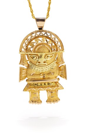 Brooch-pendant in the form of an Incan idol, 2nd half of 20th century jewelry, gold ~ 0.750