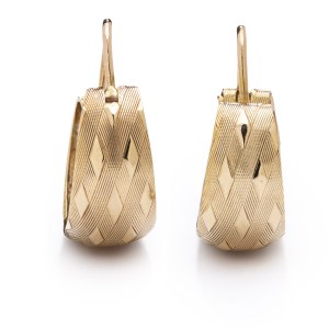 Gold earrings, 1970s jewelry, gold ~ 0.750