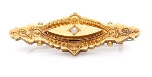 Pearl brooch, 2nd half of 19th century jewelry, pr. 0.625 gold