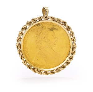Pendant with coin '4 Austrian Ducats', 1970s jewelry, pr. 22 K gold