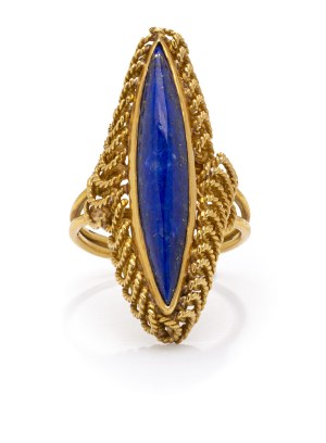 Ring with lapis lazuli, 2nd half 20th century jewelry, gold ~ 0.750