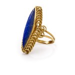 Pierścionek z lapis lazuli, 2 poł. XX w. biżuteria, złoto ~ 0,750