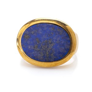 Sygnet z lapis lazuli, 2 poł. XX w. biżuteria, złoto pr. 0,585