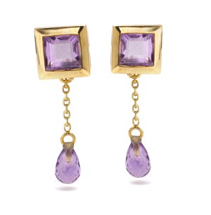 Earrings with amethysts, 2nd half of 20th century jewelry, pr. gold 