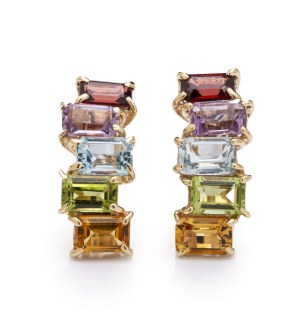 Earrings with colored quartzes, early 21st century jewelry, pr. 0.585 gold