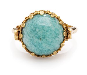 Ring with amazonite and carnelian, 2nd half of 20th century jewelry, 0.585 pr. gold
