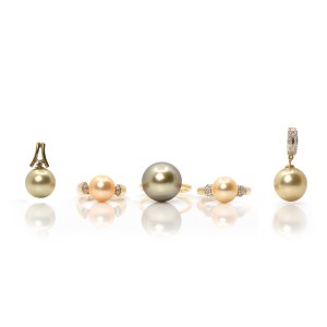 Set Ringe und Anhänger mit Perlbesatz