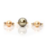 Set Ringe und Anhänger mit Perlbesatz