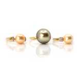 Set Ringe und Anhänger mit Perlbesatz