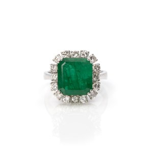 Smaragd-Diamant-Ring