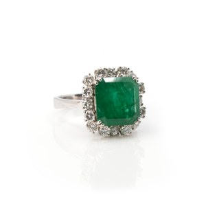 Smaragd-Diamant-Ring