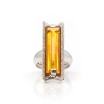 Citrin-Set, bestehend aus Ring und Änhänger mit Kette