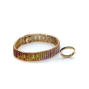 Armband und Memoryring mit Edelsteinbesatz