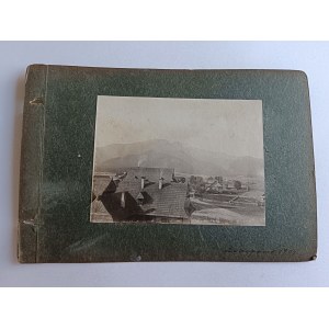 ZESTAW 2 ZDJĘĆ NA KARCIE ZE STAREGO ALBUMU RYMANÓW KRAKÓW 1906 R KOBIETA, ZAKOPANE WIDOK NA GÓRY 1904 R
