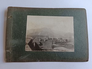 SET OF 2 PHOTOS ON CARD FROM OLD ALBUM RYMAN KRAKOW 1906 WOMAN, ZAKOPANE MOUNTAIN VIEW 1904