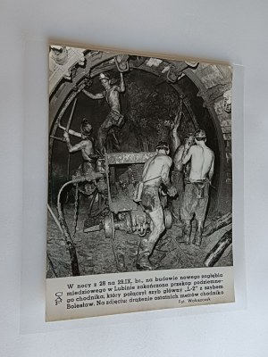 PHOTO PRL LUBIN COPPER BASIN, UNDERGROUND GALLERY DIGGING, BOLESLAW SHAFT, MINER, MINERS