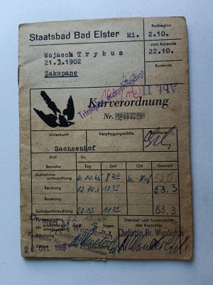 STAATSBAD BAD ELSTER ZAKOPANE TRYBUS HEALTH BOOK, DR. MED. WUNDERLICH