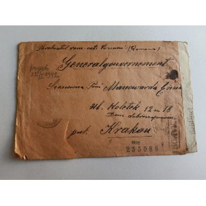 KOPERTA RUMUNIA, KRAKÓW, STEMPEL SWASTYKA 1942 R