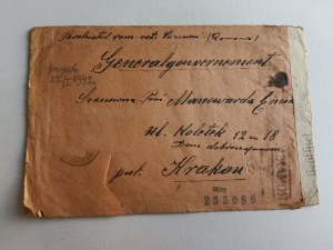 ROMANIA ENVELOPE, KRAKOW, SWASTIKA STAMP 1942