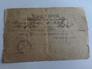 EXCERPT FROM METRICS ŻYWIEC 1913, STAMP