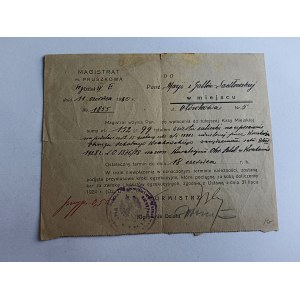 WEZWANIE PRUSZKÓW, PIECZĄTKA, MAGISTRAT, BURMISTRZ, ULICA OŁÓWKOWA