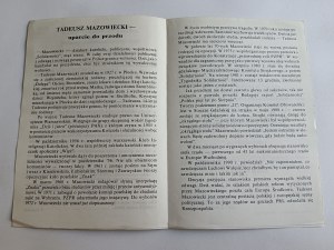 ELECTION PROGRAM PRESIDENT TADEUSZ MAZOWIECKI, TUROWICZ, SKUBISZEWSKI, KUROŃ, FRASYNIUK, SZCZEPKOWSKA, LECH JANERKA