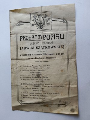 SHOWCASE PROGRAM OF JADWIGA SZATKOWSKA'S PUPILS AND STUDENTS, ZLOTYCH, CASINO HALL 1911