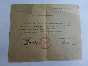 CERTIFICATE JASLO, HEALTH INSURANCE FUND, STAMP 1927