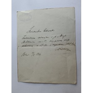 CERTIFICAT DE MÉDECIN GRAND PRINCE DE L'HÔPITAL DE L'ÉPIDÉMIE, TIMBRE 1919 DR JADWIGA DANYSZ