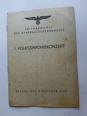 CONCERT PROGRAM PHILHARMONIC KRAKAU GG 1942 R, RUDOLF ERB, KARL WINGLER