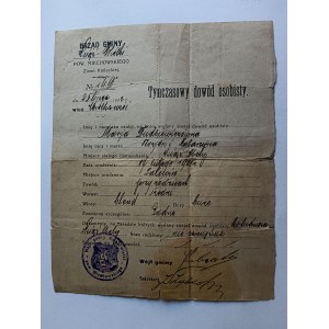 TYMCZASOWY DOWÓD OSOBISTY KSIĄŻ WIELKI, MIECHÓW, PIECZĄTKA 1922 R