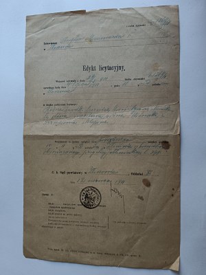 BIDDING EDICT ZŁOCZÓW 1911, STAMP