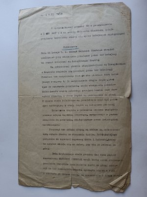 CRIMINAL RULING, WOJCIECH CIERNIAK, ENG. WYZYKOWSKI, KRAKÓW 1915