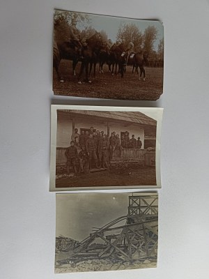 SET OF 3 PHOTOS GOLKOWICE WIELICZKA, SOLDIERS ARMY, HORSES, 1915
