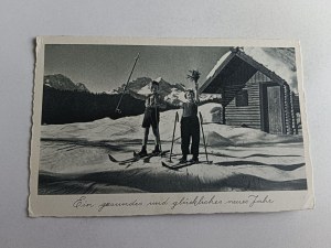 SKIERS, MOUNTAINS, CHILDREN, WINTER