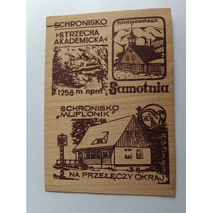 KARKONOSZE SCHRONISKO SAMOTNIA, SCHRONISKO MUFLONIK, STRZECHA AKADEMICKA, NA PRZEŁĘCZY OKRAJ, PIECZĄTKA, LEKKO USZKODZONA