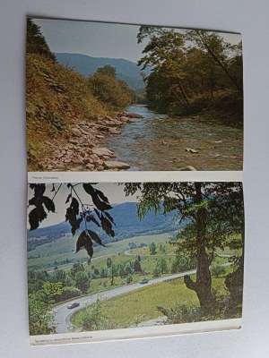 BIESZCZADY FOLDOUT 6 VIEWS, BIWAKI GÓRNE BANKS, JABŁONKI MONUMENT ŚWIERCZEWSKIGO