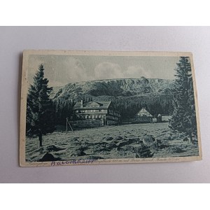 KARKONOSZE RIESENGEBIRGE PRINZ HEINRICH BAUDE, PIECZĄTKA, ZNACZEK 1933 R