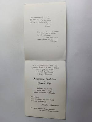 1988 WEDDING INVITATION GDYNIA