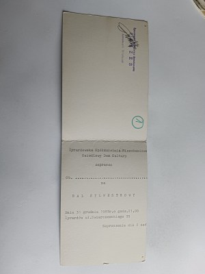 INVITATION TO NEW YEAR'S EVE BALL ŻYRARDÓW, STAMP 1983