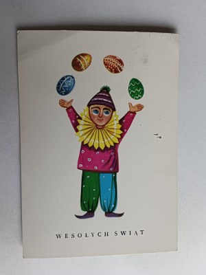 HOLIDAY POSTCARD CLOWN EASTER EGGS