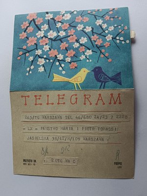 TELEGRAM FLOWERS DRAWING HALINA GUTSCHE APPLE BLOSSOM
