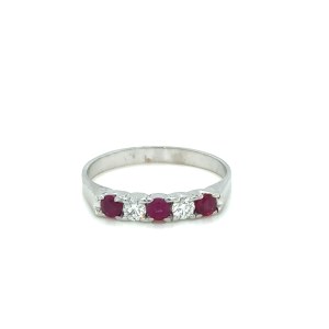 2.18G WHITE GOLD RING WITH DIAMONDS AND RUBIES - A3706