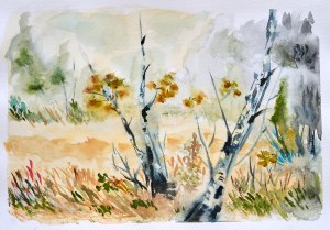 Halina Wachowska, Landscape with Birches