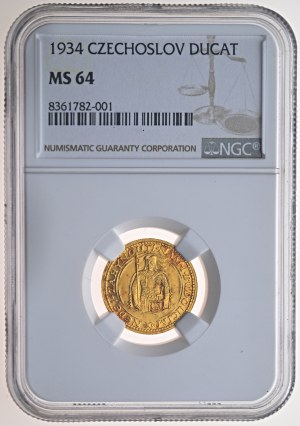 St. Wenceslas Ducat 1934, NGC MS64
