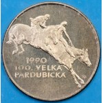 100 CZK 1990, Velká Pardubická, Prova, vecchio emblema