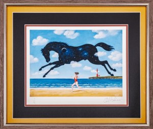 Rafal Olbinski, Seashore gallop I of XX, 2025