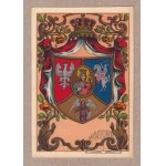 (PATRIOTIC). A tripartite coat of arms with an image of the Virgin Mary in the middle.